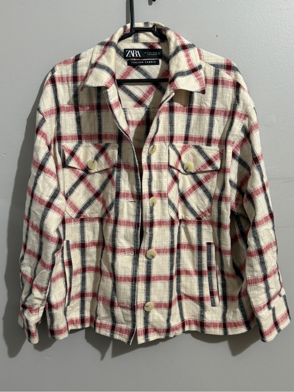 Zara Shirt Jacket Womens Small Plaid Shacket Italian Fabric Western Fall